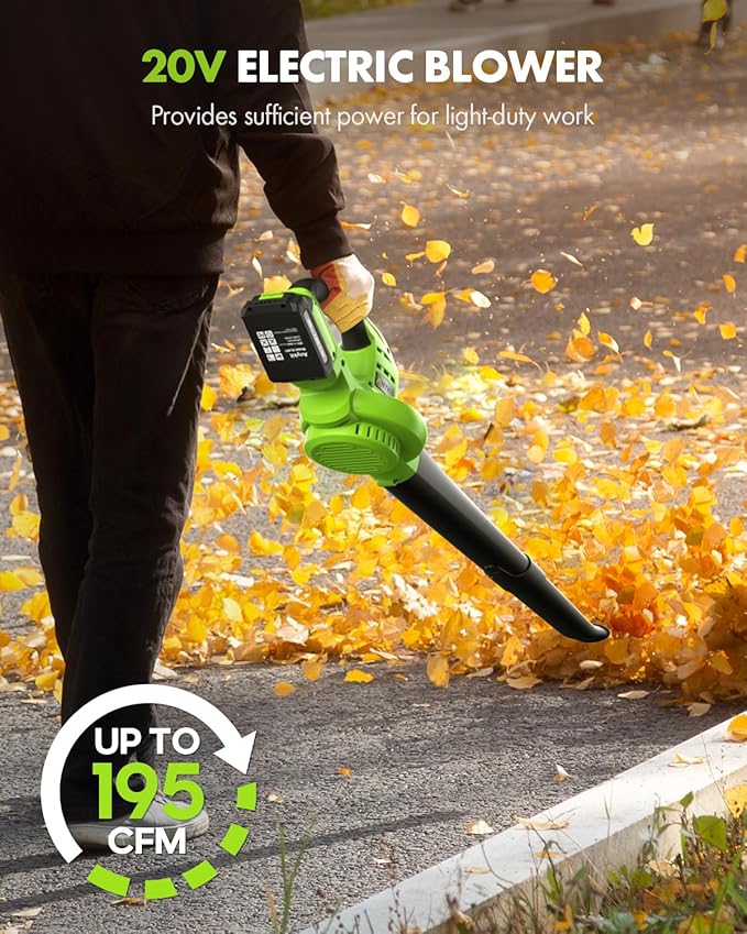 Leaf Blower Cordless with Battery and Charger - Anykit Electric Leaf Blower Battery Operated, Blower Cordless 20V 2 Speed Modes Handheld for Clearing Patio Driveway