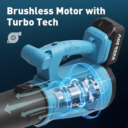 Leaf Blower Cordless, 20V Battery Powered Electric Leaf Blower with 2 Batteries & Charger, 6 Speed Mode, 420CFM Handheld Leaf Blowers for Lawn Care, Patio, Yard, Sidewalk, Blowing Snow
