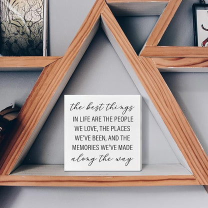 Home Office Desk Wooden Box Sign Decor, The Best Things in Life Are The People We Love, Inspirational Quotes Desk Decor Motivational Desk Decorations for Women Men Student Office Classroom School