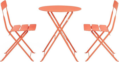 Crosley Furniture CF7390-CO Karlee Retro Metal Indoor/Outdoor 3-Piece Bistro Set with Table and 2 Chairs, Coral