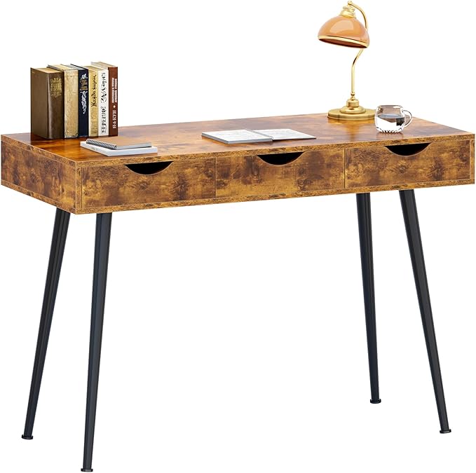 DlandHome Computer Desk,Office desk 43.3” X 20“ Inchs Standing with Drawers, Gaming Desk for Computer, Gaming, Laptop in Home Office,Bedroom,Living Room, Vintage