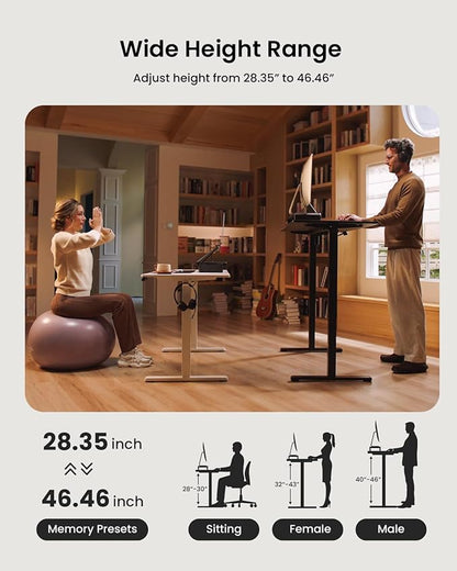 ProtoArc Standing Desk with Dual Monitor Stand Riser, 48 x 24 Inches Height Adjustable Desk with Storage, ErgoDesk 100 Electric Stand up Desk with Laptop Stand (Black/White)