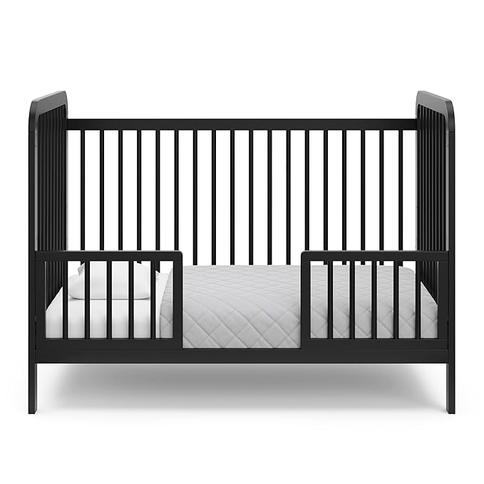 Storkcraft Pasadena 3-in-1 Convertible Crib (Black) – GREENGUARD Gold Certified, Converts to Daybed and Toddler Bed, Fits Standard Full-Size Crib Mattress, Adjustable Mattress Height