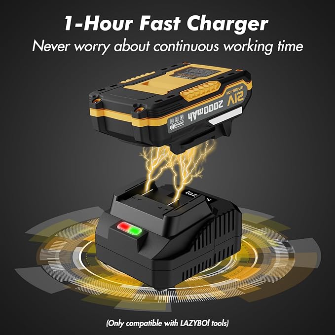 Leaf Blower Cordless - 21V Electric Cordless Leaf Blower with 2 Batteries and Charger, 2 Speed Mode, 2.0Ah Lightweight Battery Powered Leaf Blowers for Lawn Care, Patio, Blowing Leaves Lemon Yellow