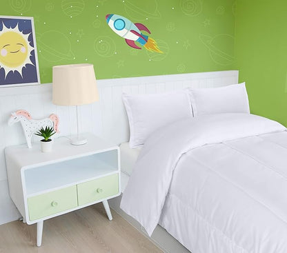 Utopia Bedding All Season White Comforter Set with 2 Pillow Cases, 3 Piece Soft Brushed Microfiber Kids Bedding Set for Boys/Girls, Machine Washable (Twin)