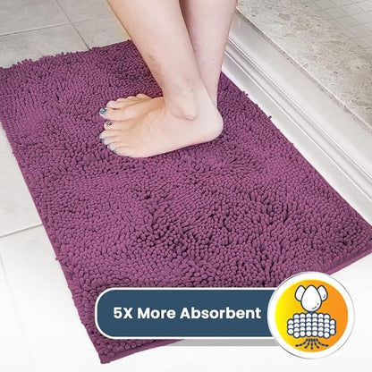 Muddy Mat® Original Dog Door Mat for Muddy Paws, Super Absorbent Microfiber, Non-Slip Washable Pet Rug, Quick Dry Chenille Entryway Carpet, Machine Washable Indoor Outdoor mat, Dark Purple 35"x60"