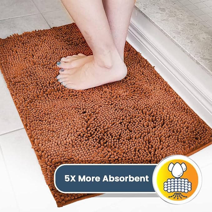 Muddy Mat® Shown on TV – Super Absorbent Microfiber Dog Door Mat for Muddy Paws, Non-Slip Washable Pet Rug, Quick Dry Chenille Entryway Carpet, Machine Washable Indoor Outdoor mat, Orange 59"x35"