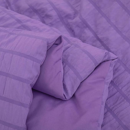 Twin Bed in a Bag Purple Seersucker Comforter Set 5-Pieces Microfiber Lightweight Comforter All Season Bedding Sets with Comforter,Flat Sheet,Fitted Sheet and Pillowcases