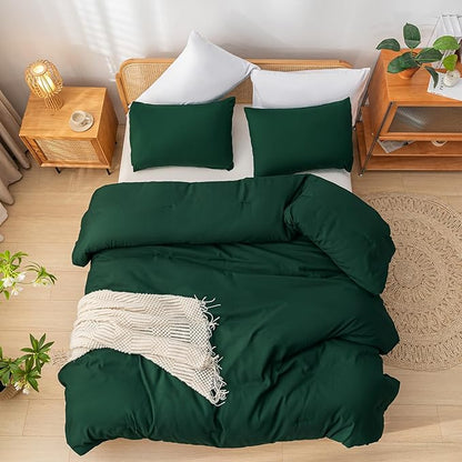Twin Comforter Set Emerald Farmhouse Bed Comforter for Girls and Boys 2 Pieces Boho Dark Green Reversible Microfiber Twin Size Bedding Comforter for All Season (1 Comforter, 1 Pillowcase)