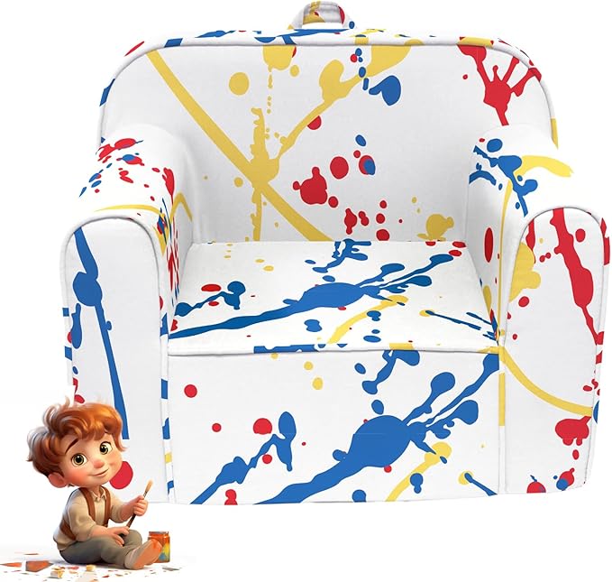 Cuddly Toddler Chair, Kids Snuggly-Soft armchair,Kids Sofa Chair with Washable and Removable Cover,Toddler Foam Chair with Friendly Carrying Handle, Reading Couch for Boys and Girls