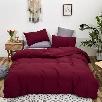 Burgundy Comforter Set Twin Size Dark Red Bedding Set Pure Burgundy Bedding Soft Durable Quilt Set Kids Lightweight Plain Burgundy Blanket Set Boys Girls Breathable Dark Red Bed Comforter