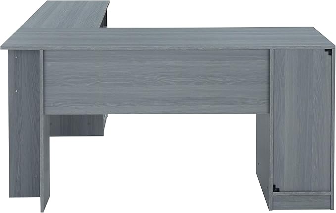 Techni Mobili Functional L-Shaped Computer Desk with storage, L is ⁠59.5" wide x 59.5" Long, Grey