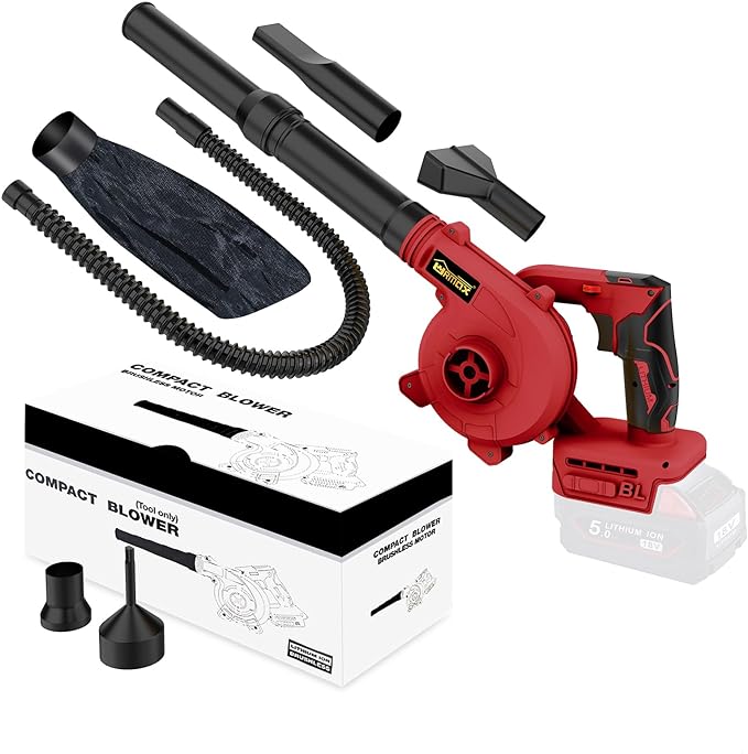 Cordless Leaf Blower for Milwaukee M18 Battery, 2-in-1 Handle Electric Blower + Vacuum Cleaner, 6 Variable Speed Up to 180MPH, Electric Jobsite Air Blower with Brushless Motor (Battery Not Included)