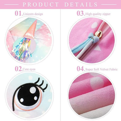 Unicorn Stuffed Animal Storage for Teens Girls Bedroom, Kids Bean Bag Chairs, Super Soft Velvet Fabric Large Size Covers Only