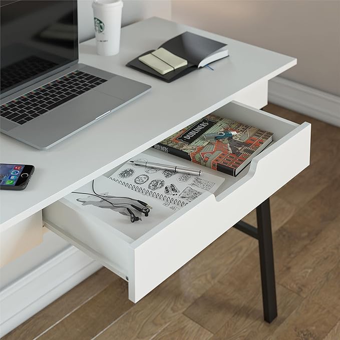 Ameriwood Home Oxford Computer Desk with Drawer, White/Black