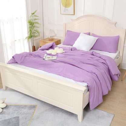 Lavender Purple Comforter King Size, Modern Bedding Set for Girls/Women, Cute Soft & Lightweight Chic Microfiber Bed Sets, 3 pcs-1 Comforter & 2 Pillowcases (104"x90")