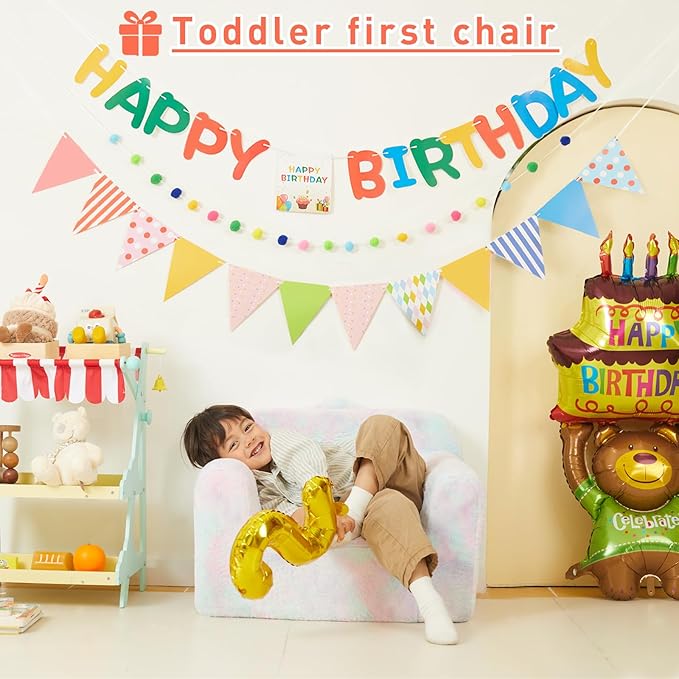 Toddler First Chair, Baby Chairs Comfy Toddler for Boys and Girls for Ages 18 Months and Up, Fits Any Decor (light-colored tie-dye)