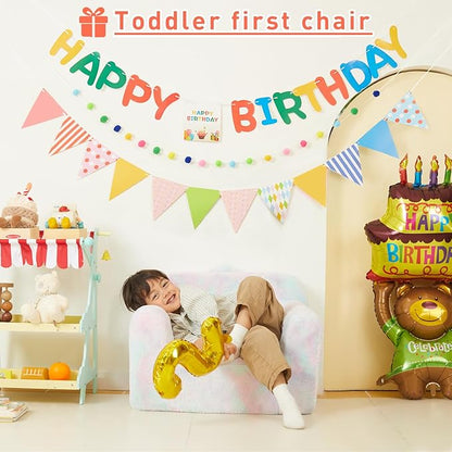 Toddler First Chair, Baby Chairs Comfy Toddler for Boys and Girls for Ages 18 Months and Up, Fits Any Decor (light-colored tie-dye)