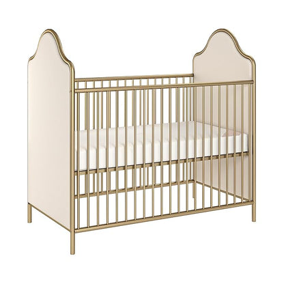 Little Seeds Piper Upholstered Metal Crib, Gold