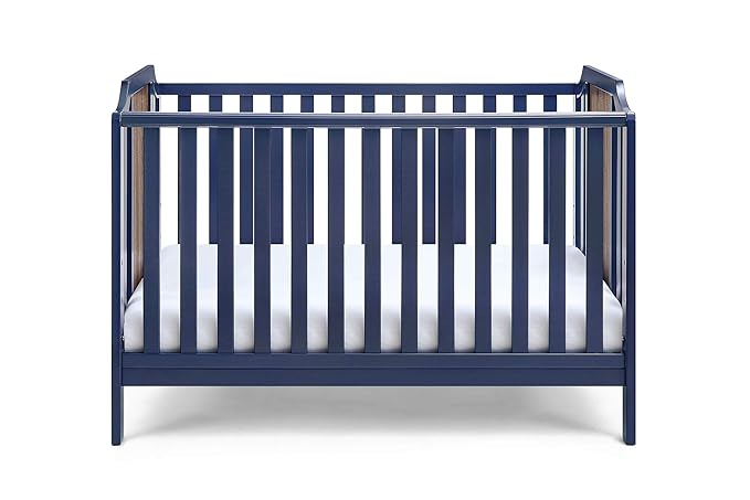 Suite Bebe Brees Convertible Island Crib in Midnight Blue and Vintage Walnut, 53.5x37.5x30.5 Inch (Pack of 1)