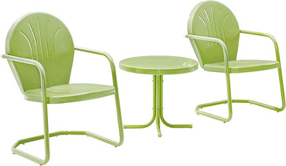 Crosley Furniture KO10004KL Griffith 3-Piece Retro Metal Outdoor Seating Set with 2 Chairs and Side Table, Key Lime