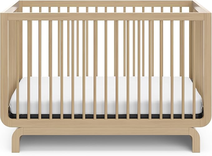 Storkcraft Santorini Deluxe 5-in-1 Convertible Crib with Bonus Toddler Guardrail (Driftwood) – GREENGUARD Gold Certified, Toddler Guardrail Included in Box, Fits Standard Crib Mattress
