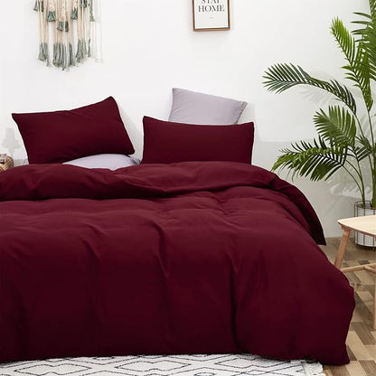 Burgundy Comforter Set Twin Size Dark Red Bedding Set Pure Burgundy Bedding Soft Durable Quilt Set Kids Lightweight Plain Burgundy Blanket Set Boys Girls Breathable Dark Red Bed Comforter