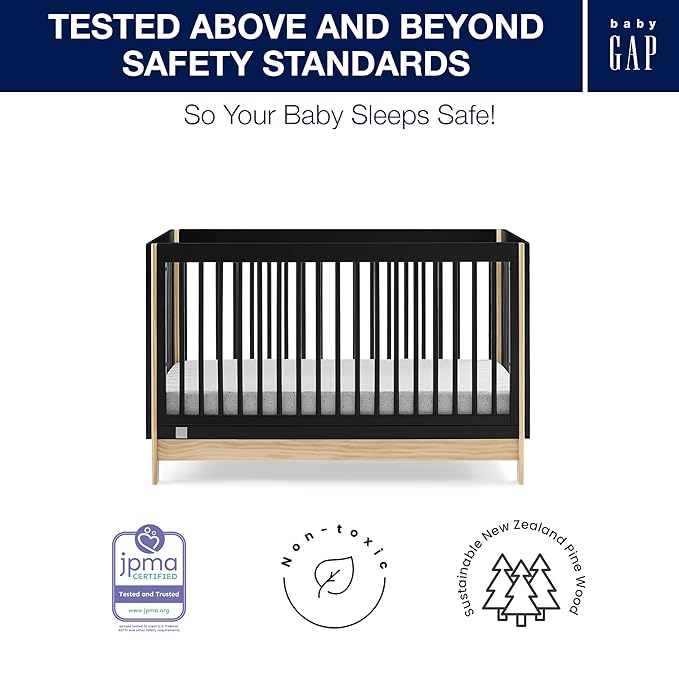 GAP babyGap Tate 4-in-1 Convertible Crib - Greenguard Gold Certified, Ebony/Natural
