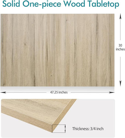 Kaboon Universal Tabletop 47.25"x30", Solid One-Piece Melamine Table Top, Double Desk L-Desk DIY, Home and Office, Oak