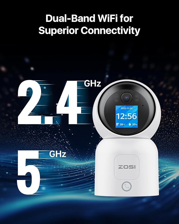 ZOSI 4MP 2 Way Video Security Camera, C519M 360° View Baby/Pet Dog Monitor, 2.5K Plug-in 2.4G/5G Dual-Band WiFi Smart Home Indoor Cam,One-Touch Call,Human Detection,Pan/Tilt,Cloud & SD Card Storage