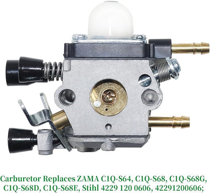 C1Q-S68G Carburetor with 4229 400 1300 Ignition Coil Replaces 4229 120 0606, C1Q-S64, C1Q-S68, C1Q-S68D, C1Q-S68E for Stihl BG55, BG85, BG45, BG46, BG65, SH85, SH55C, SH55 Leaf Blowers