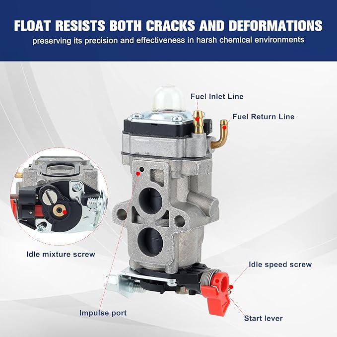 150BT 350BT WYA-44 Carburetor for Husqvarna Backpack Blower 150BT 350BF 350BT 570BTS 580BTS 560BTS 150BF 560BFS 570BFS 580BFS RedMax EBZ8000 EBZ8050 Blower Replace 505183101 502845001 521631601