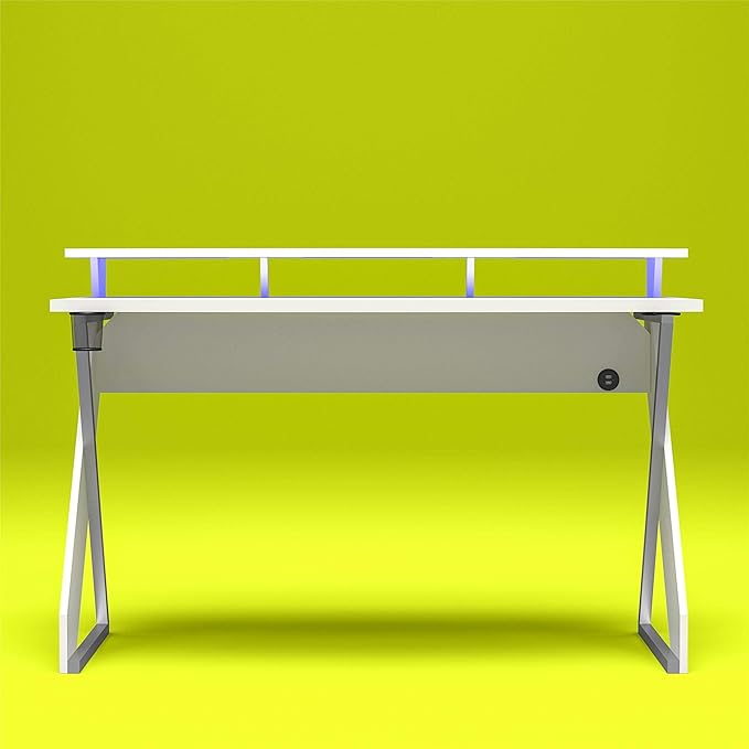 Xtreme Riser, Ergonomic, Home Office, Work Table, Computer, Gaming Room Desk, Monitor Stand, Cup Holder, Headphone Hook, White