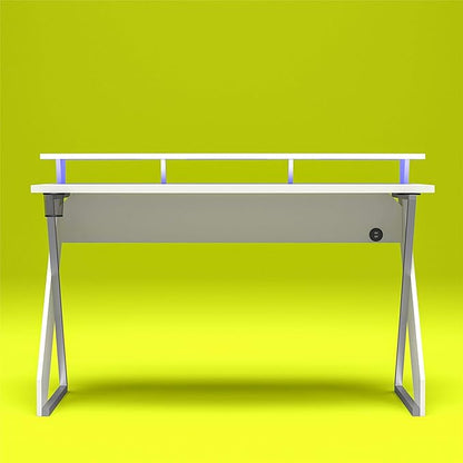 Xtreme Riser, Ergonomic, Home Office, Work Table, Computer, Gaming Room Desk, Monitor Stand, Cup Holder, Headphone Hook, White