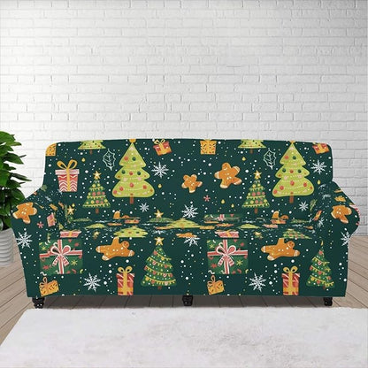 FKELYI Christmas Tree Sofa Couch Cover Comfortable Furniture Protector with Elastic Bottom Stretch Sofa Slipcover for Living Room L