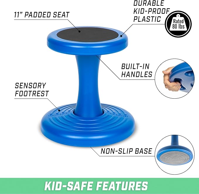 GoSports Wobble Chair - Sensory Stool for Active Kids - ADHD Chair for Classrooms or Home - 14 or 18 Inch Stool