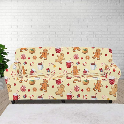 FKELYI Cute Christmas Sofa Couch Cover with Elastic Bottom Stretch Furniture Protector for Indoor Easy Going Stretch Sofa Slipcovers XL