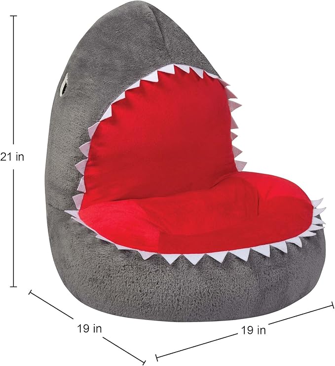 Trend Lab Shark Toddler Chair Plush Character Kids Chair Comfy Furniture Pillow Chair for Boys and Girls, 21 x 19 x 19 inches