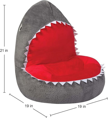 Trend Lab Shark Toddler Chair Plush Character Kids Chair Comfy Furniture Pillow Chair for Boys and Girls, 21 x 19 x 19 inches
