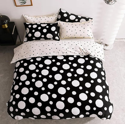 White Polka Dots Comforter Full Black White Dots Print Reversible Gingham Full Bedding Comforter Set Boys Girls Black White Bed Sets Soft 3Pcs Full Comforter Sets