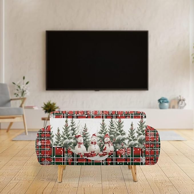 FKELYI Christmas Decorations Sofa Couch Cover Comfortable Furniture Protector Easy Going Stretch Sofa Slipcover with Elastic Bottom L