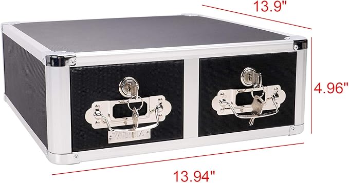 Vaultz Locking 3 x 5 Index Card Cabinet, Double Drawer, Black (VZ01393)