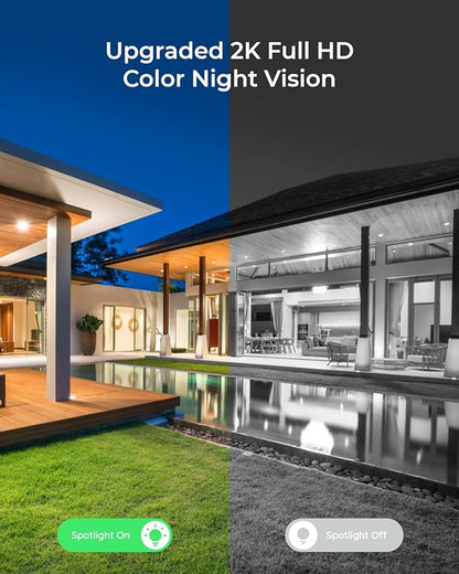 REOLINK Wireless Outdoor Security Camera Lumus 2K(Black), 4MP Spotlight Color Night Vision, 2.4/5GHz Dual-Band WiFi Plug in Camera, Smart Person/Vehicle/Animal Detection, Two-Way Talk, Local Storage