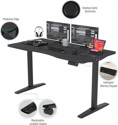 Monomi Height Adjustable Electric Standing Desk, 55 x 28 Inches Stand up Desk, Sit Stand Home Office Computer Desk(Black Frame+Marble Black Top)