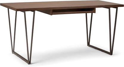 SIMPLIHOME Ryder SOLID WOOD and Metal 66 inch Wide Home Office Desk, Writing Table, Workstation, Study Table Furniture in Natural Aged Brown