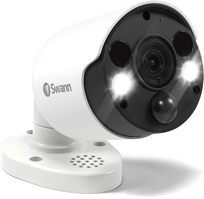 Swann Home Security Camera, POE Cat5e NVR 4K HD Video, Indoor or Outdoor Wired Surveillance CCTV, Color Night Vision, Heat Motion Detection, LED Lights, Metal Housing, Face Recognition, 2-Way Talk