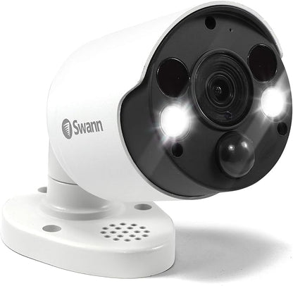Swann Home Security Camera, POE Cat5e NVR 4K HD Video, Indoor or Outdoor Wired Surveillance CCTV, Color Night Vision, Heat Motion Detection, LED Lights, Metal Housing, Face Recognition, 2-Way Talk