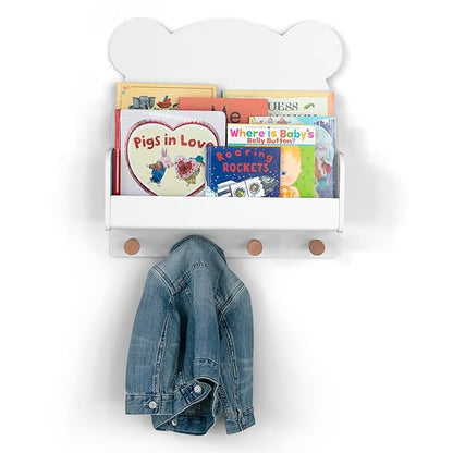 Delta Children babyGap Graham 4-in-1 Convertible Crib with Storage Drawer + Brannan Bear Bookcase with Bins + Brannan Bear Wall Shelf with 4 Hooks, Bianca White (Bundle)