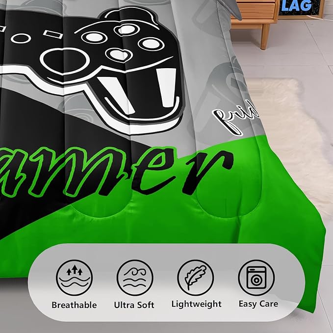 6 Pieces Gaming Bedding Set Queen Size for Boys Gamer Comforter Set for Boys Girls Kids Teens 6 Piece Bed in A Bag Video Game Bedding for Gamer Room Decorative Queen51