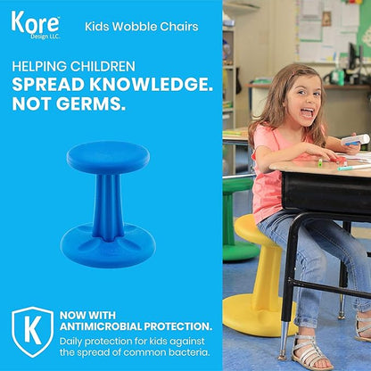 Kore Kids Preschool Wobble Chair - Flexible Seating Stool for Classroom, Preschool, Kindergarten & Elementary School - Age 4-5 yrs, Blue (12in)